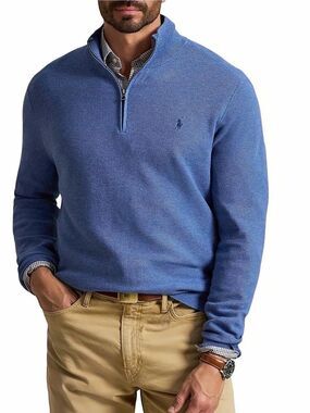 Polo Ralph Lauren Double-Knit Quarter-Zip Pullover Blue Large